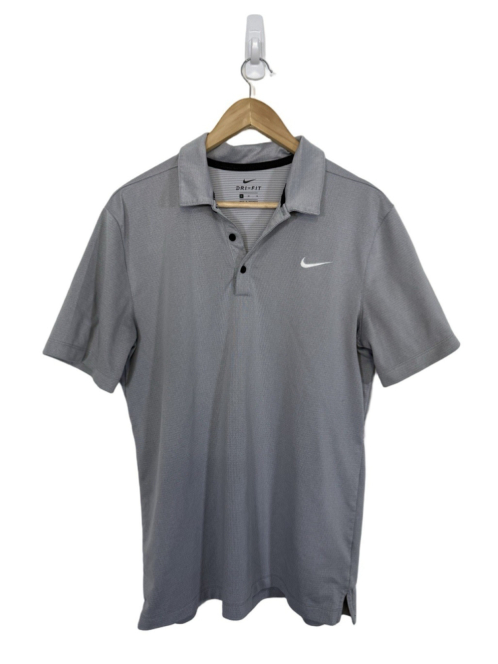 Nike Dri-Fit Polo Shirt Mens MED Gray Golf Performance Sporty Athleisure Casual